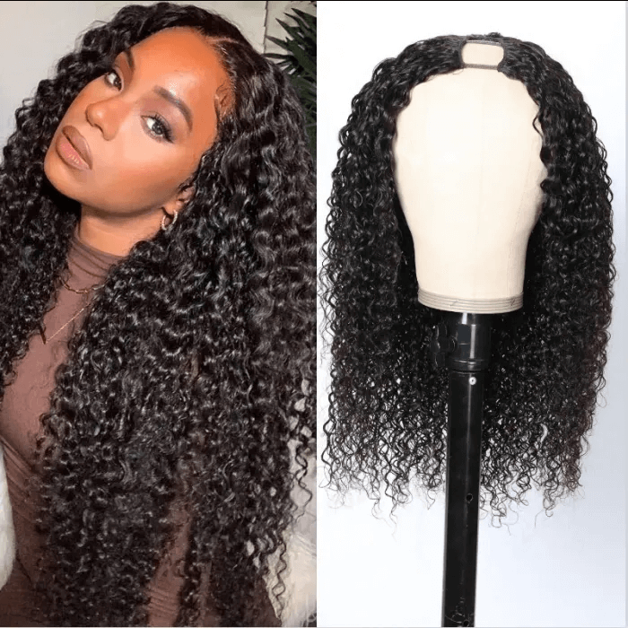 Jerry Curly U Part Wig Natural Color Glueless Human Hair Wigs delivery tomorrow