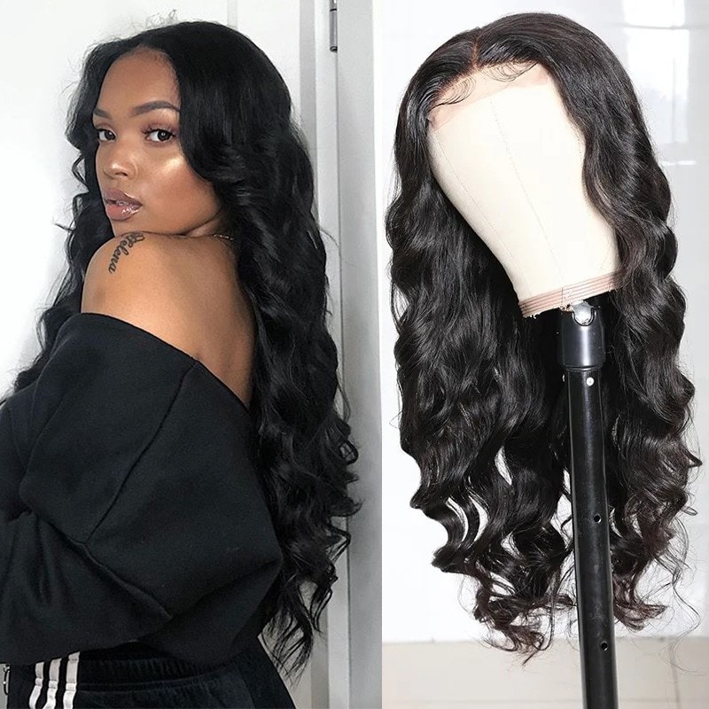 human hair lace part wig body wave