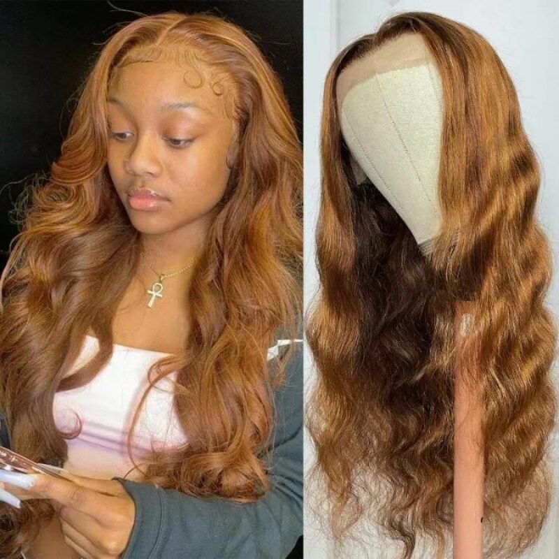Brown Highlights Colored Wig 