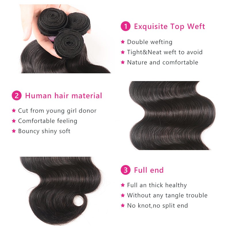 Beautyforever 3Bundles Peruvian Body Wave With Lace