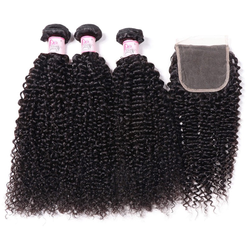 Beautyforever Kinky Curly Hair Closure With 3 Bundles Deals Best