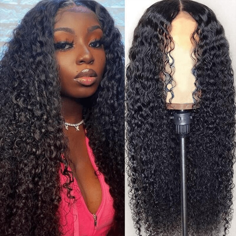 natural black jerry curly wig