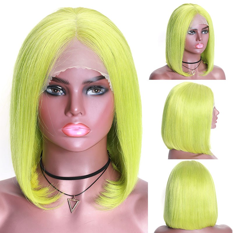 Beautyforever Neon Green Bob Wig 150% Density Straight ...