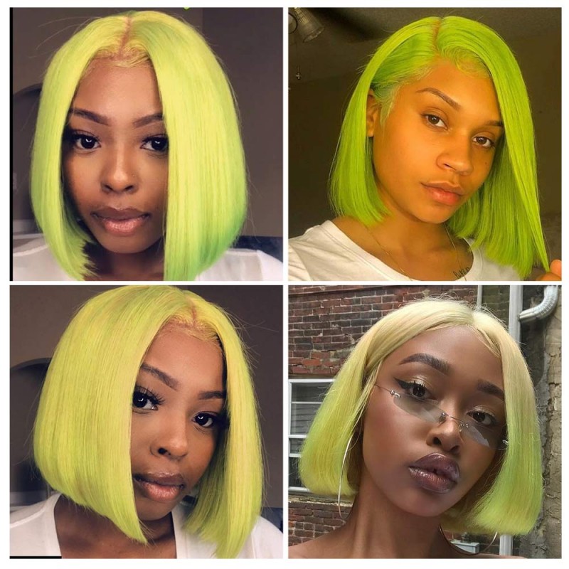 Beautyforever Neon Green Bob Wig 150% Density Straight ...