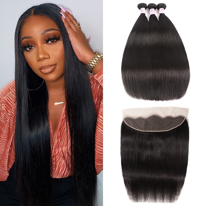 Straight hair lace frontal closure
