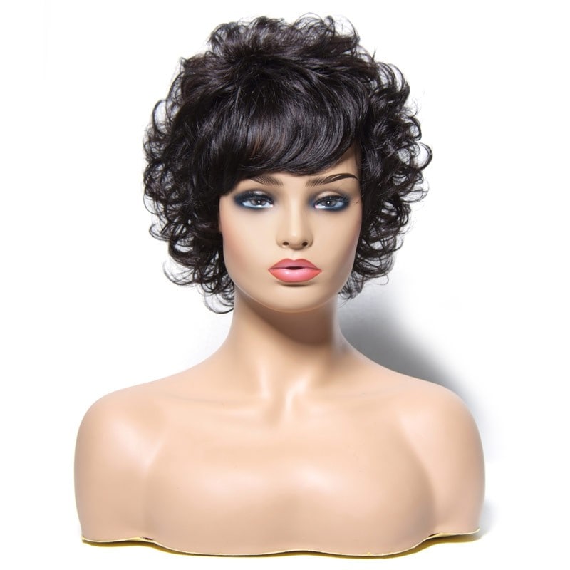 short wavy wigs with bangs