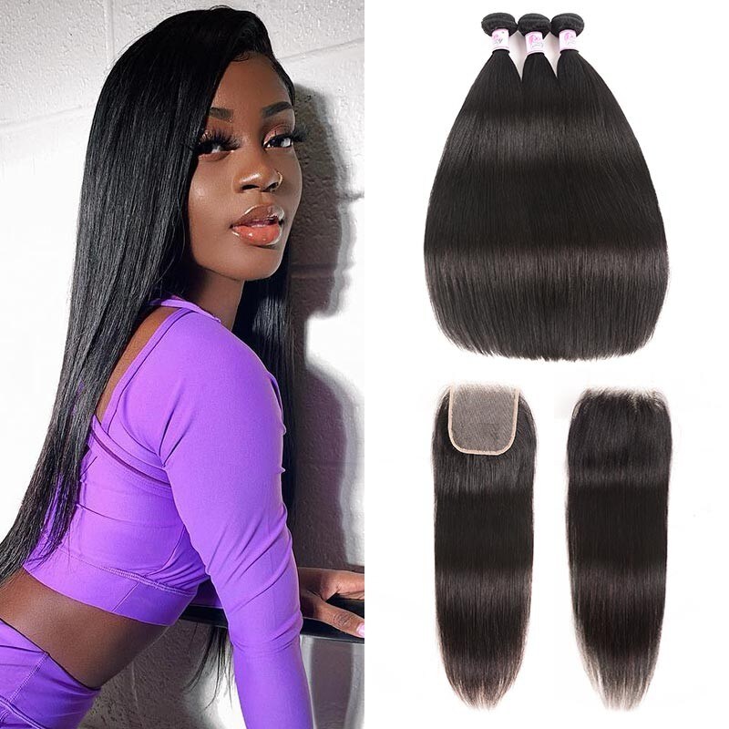 Straight 3Bundles With Lace Frontal