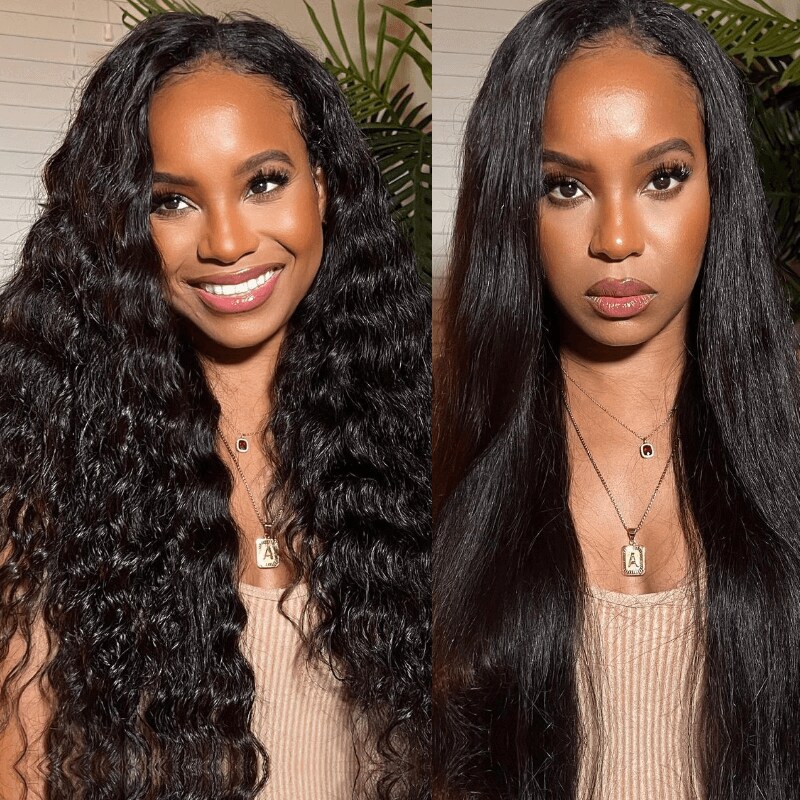 Beautyforever Quickly Change Hairstyle V Part Wig Natural Color Straight To Deep Wave