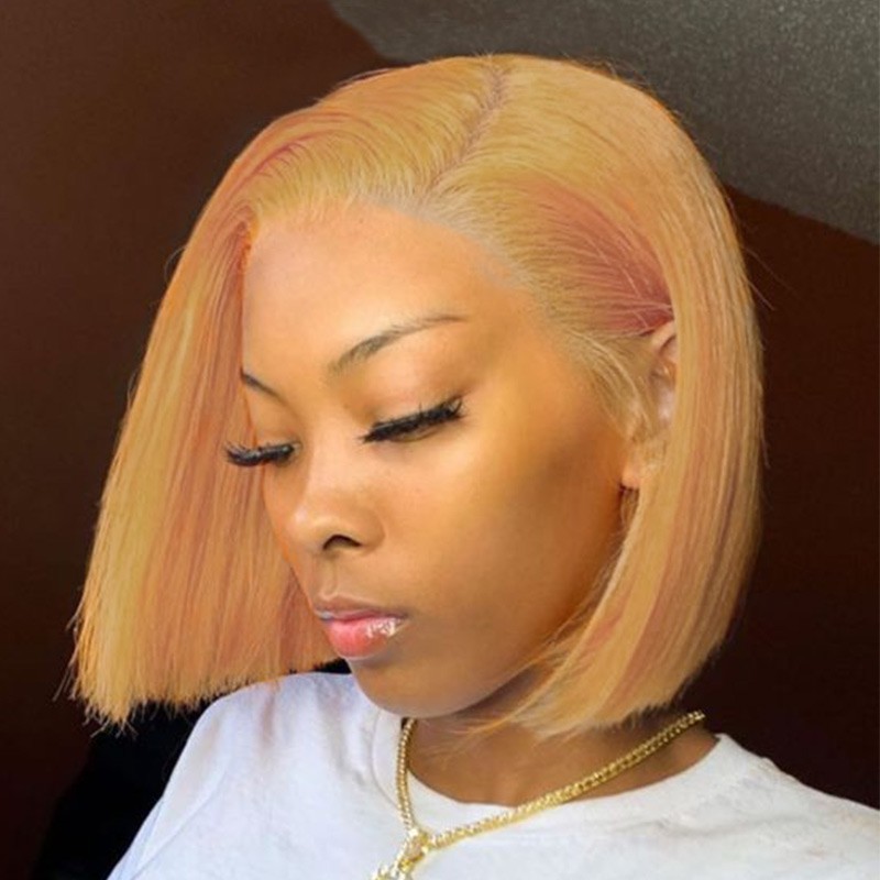 Beautyforever Yellow Short Bob Lace Front Wigs 13x4 150% ...