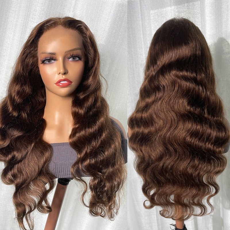 Beautyforever Chestnut Brown Body Wave 13x4 Lace Front Wig Human Hair Light Brown Color Wig