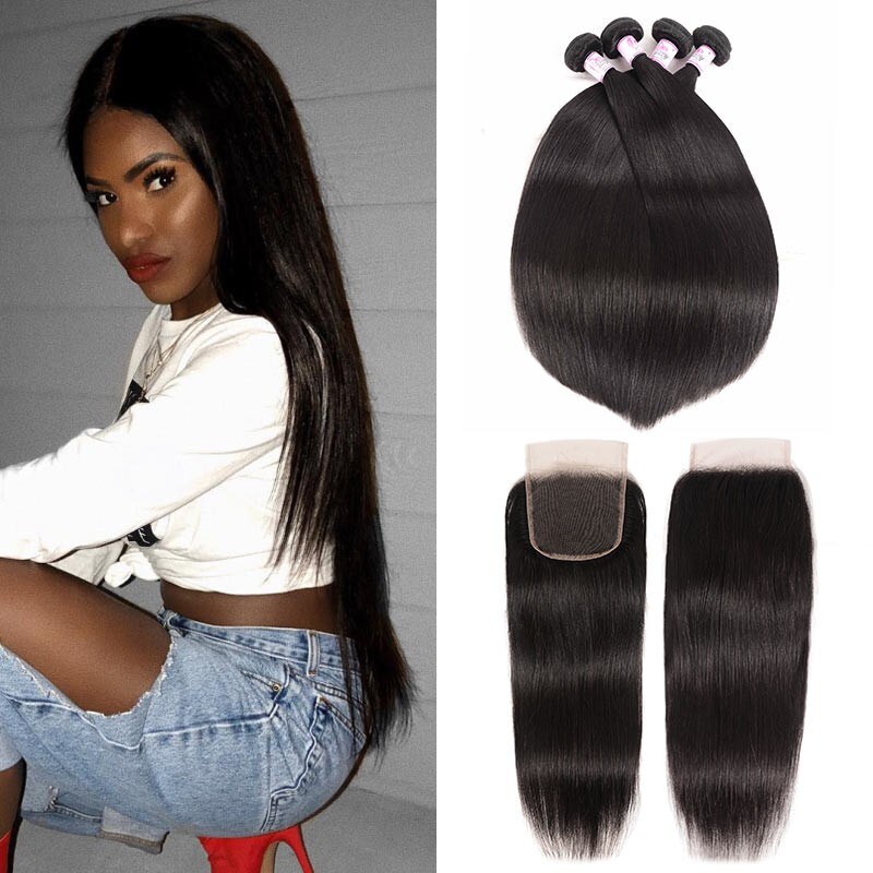  4*4 Lace Closure With 4Bundles Straight 