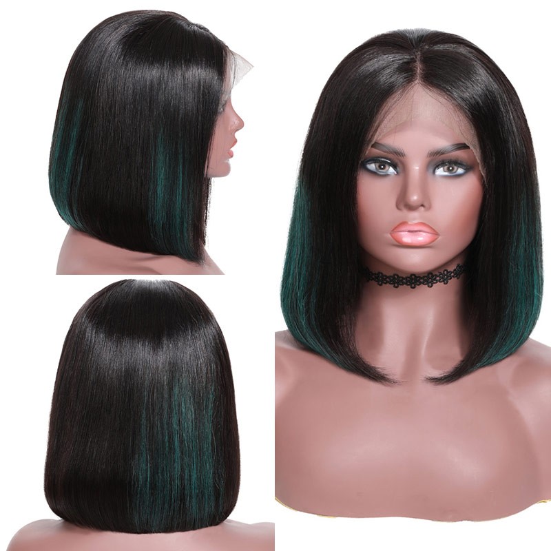 Beautyforever Straight Hair Short Bob 13x4 Lace Front Wigs Black