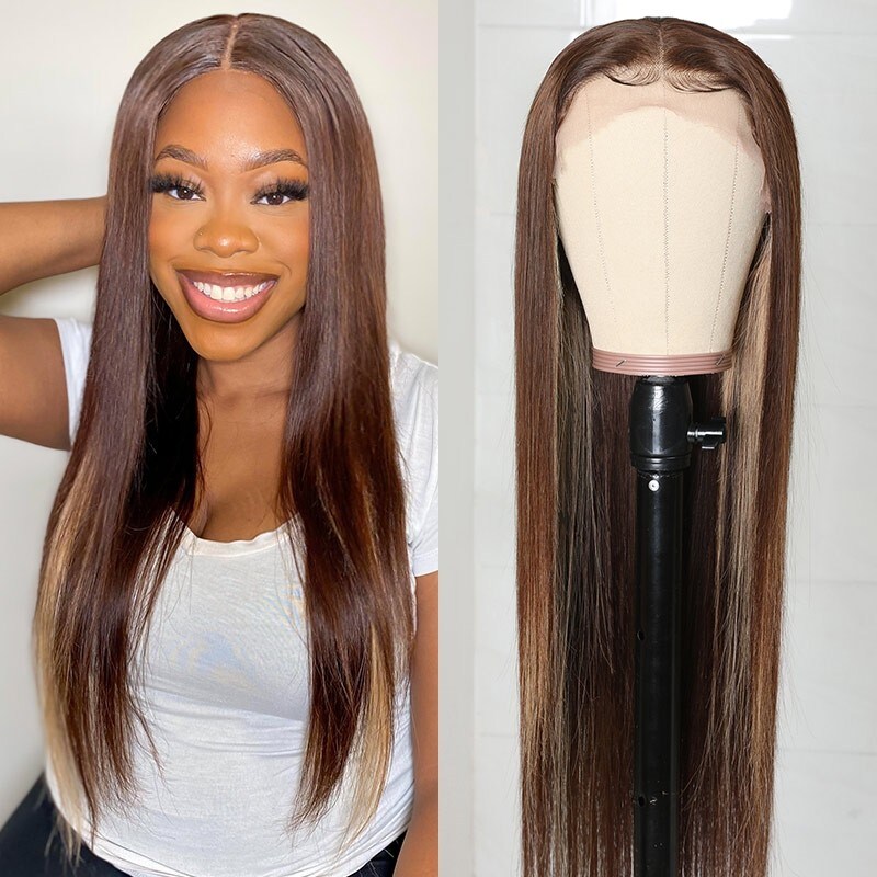 Highlight Color Straight Hair Lace Wigs 