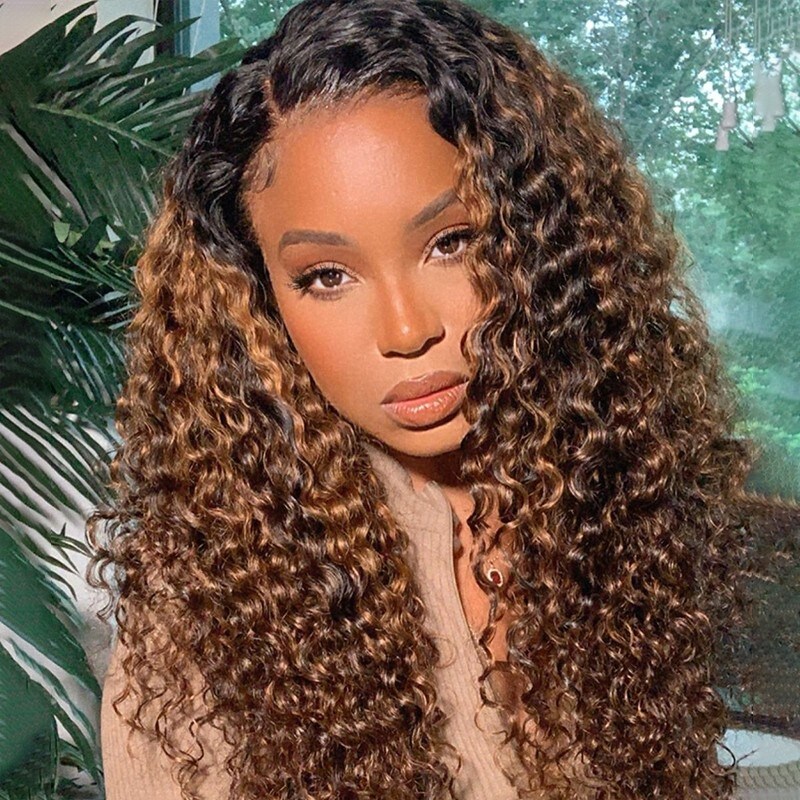 Jerry Curly Highlight Lace Front Wigs 