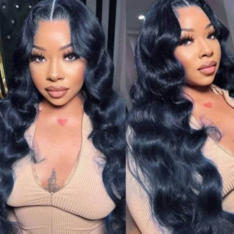Beautyforever Top Quality Loose Wave 13X4 Human Hair Lace Frontal Wigs Dark Blue