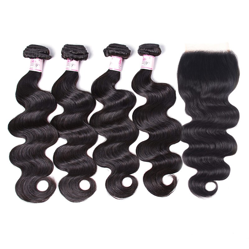 Beautyforever Body Wave Brazilian 4 Bundles With 5x5 Hd Lace Closure