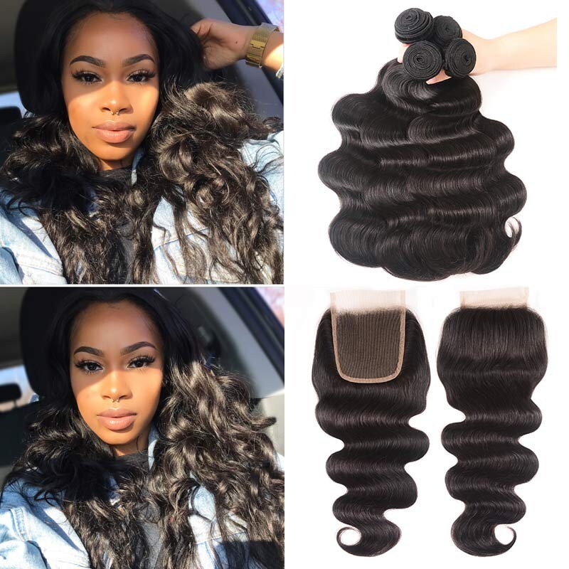 Indian body wave lace closure hair