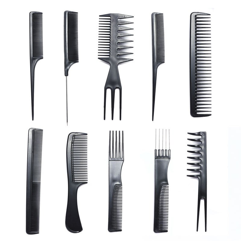 Beautyforever Hair Care Comb Anti Static Coarse Fine Toothed Tail Pick Combs Black Set For Wet Dry Curly And Straight Hair -T