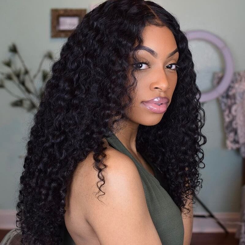 long Jerry curly human hair wig