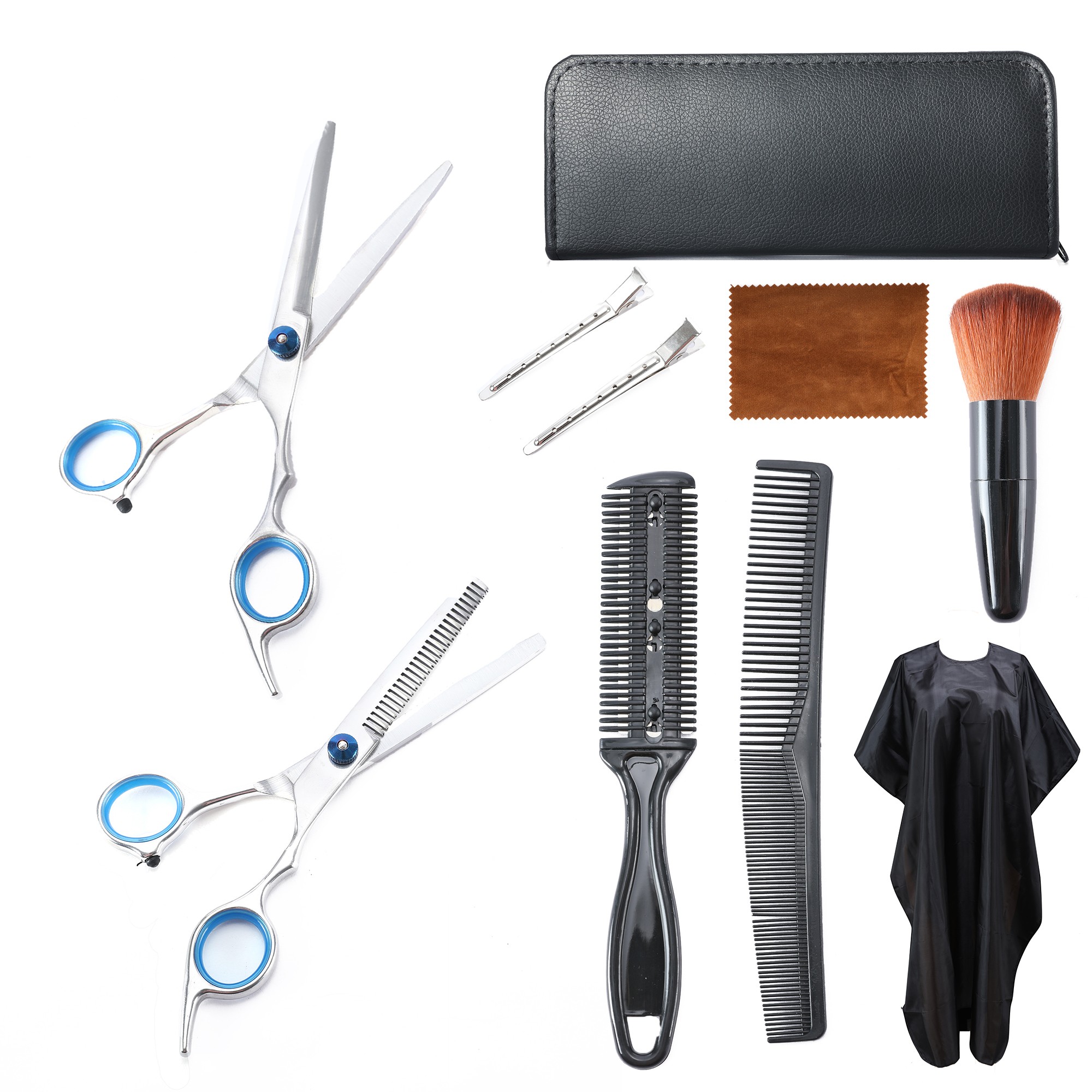 Beautyforever 10Pcs Professional Hair Cutting Scissors Kits Thinning Scissors Stainless Steel Hair Cutting Shears Set -T