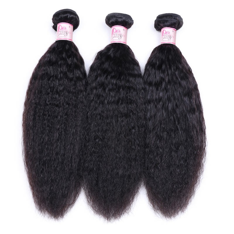 Beautyforever Best Kinky Straight Hair 3 Bundles Deals Peruvian