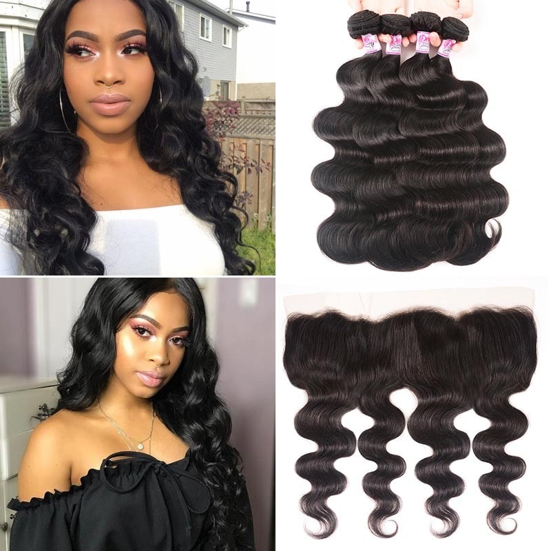 Lace Frontal Closure With 4Bundles Brazilian Body Wave
