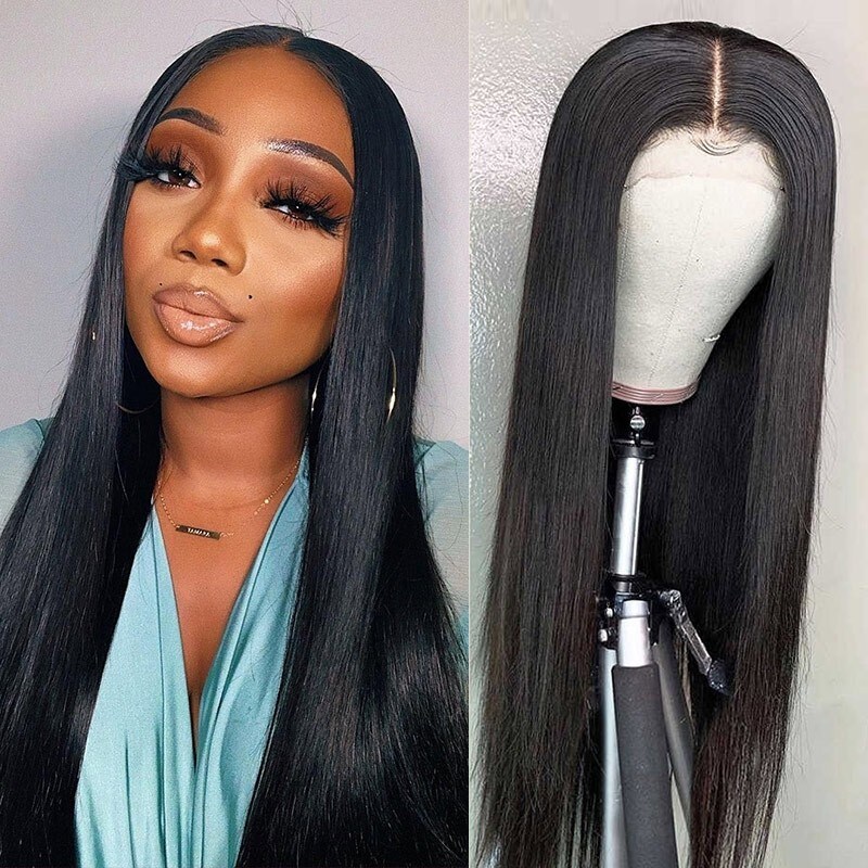 Straight Hair Pre-plucked Lace Part Wig