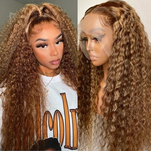 Black Friday TL412 Honey Blonde Jerry Curly  13X5X0.5 T Part Lace Wig