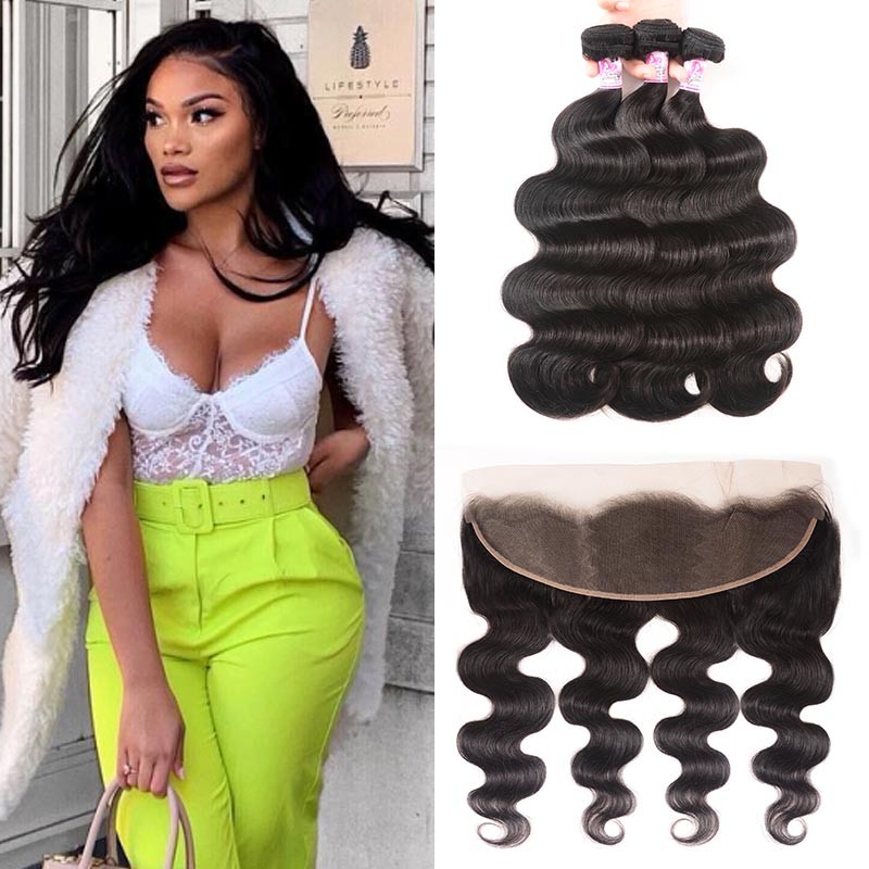 13''x4'' Lace Frontal  With 3Bundles Body Wave