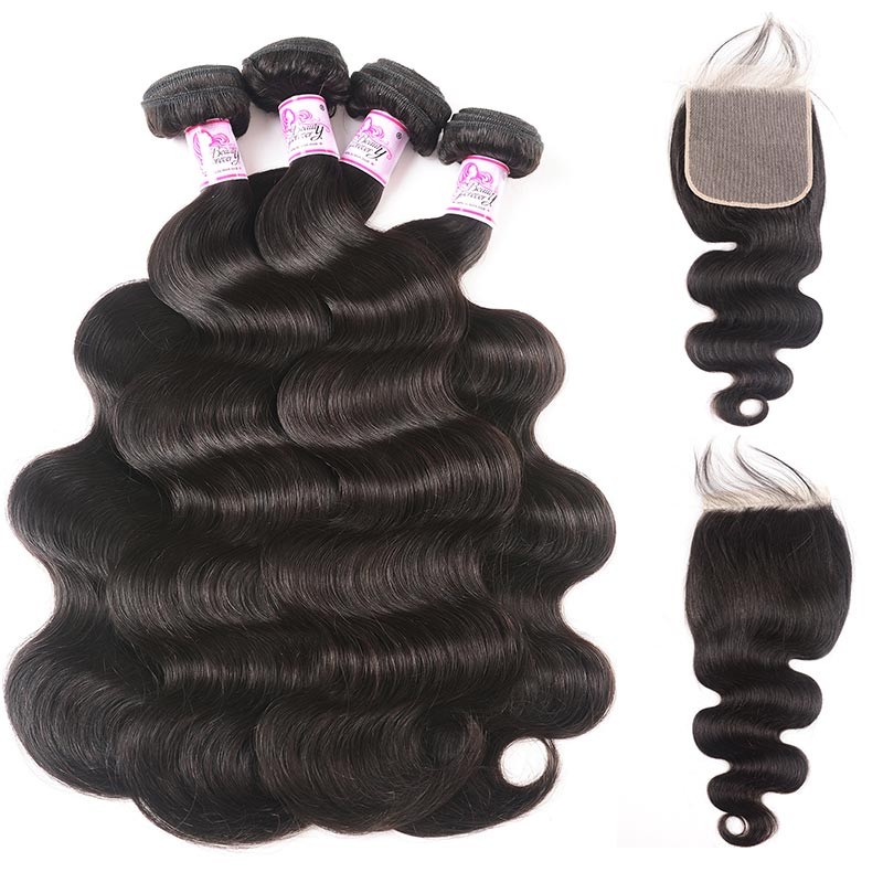 4 Bundles Brazilian Body Wave Hair With 6x6 Lace Closure