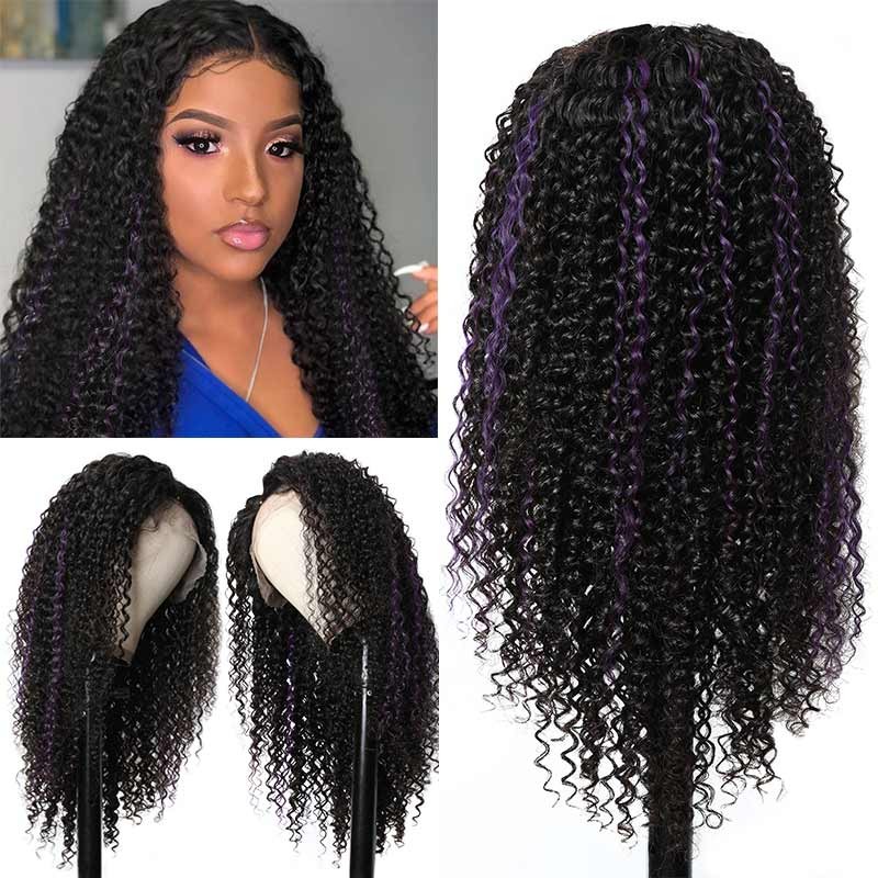 highlight color human hair wig