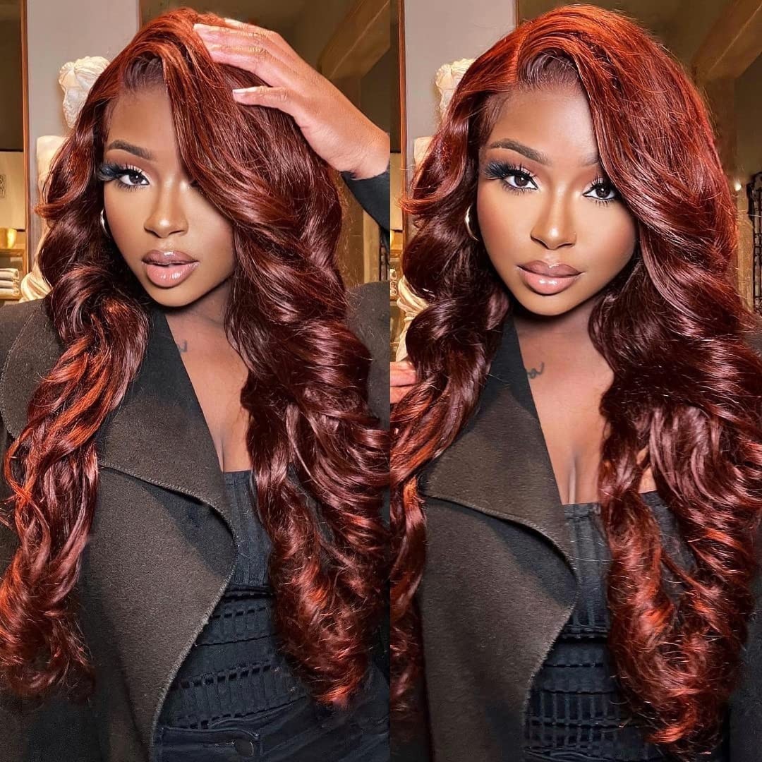 Beautyforever 33B Auburn Wig Body Wave 4x4 and 6x4.75 lace Closure Wigs ...