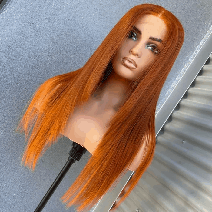 Beautyforever Best Sunrise Orange 13X4 Lace Frontal Wigs Straight Hair Colored Wigs With Baby Hair