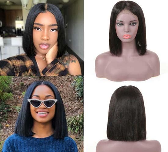Beautyforever Lace Front Middle Part Short Bob Wigs Human Hair
