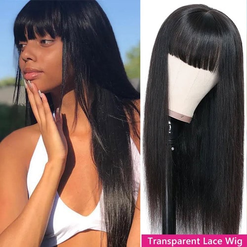 Human Hair Lace Front Wigs With Bangs