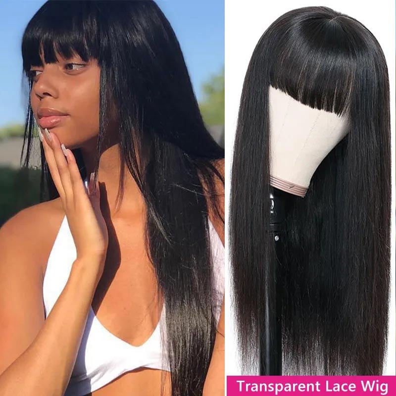 Transparent Lace Wig with bangs