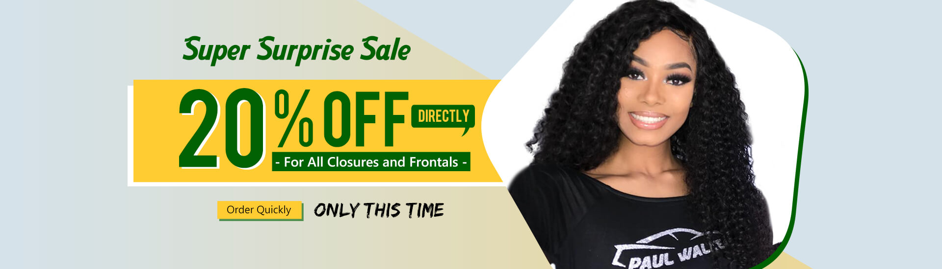 sales on 20% off on closure and frontal